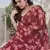 Maroon chiffon leaf print floral print saree