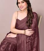 Maroon chiffon block print printed saree