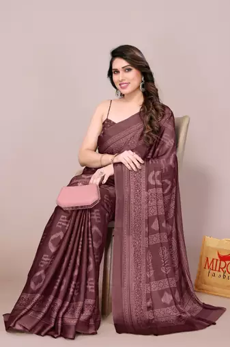 Maroon chiffon block print printed saree