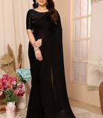 Black satin silk all over stone work saree with Blouse