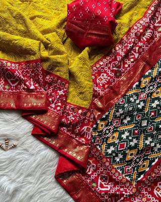 Olive Colour Premium Georgette Chikankari Saree With Un-Stitched Blouse 3