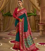 Green Colour Premium Georgette Chikankari Saree With Un-Stitched Blouse
