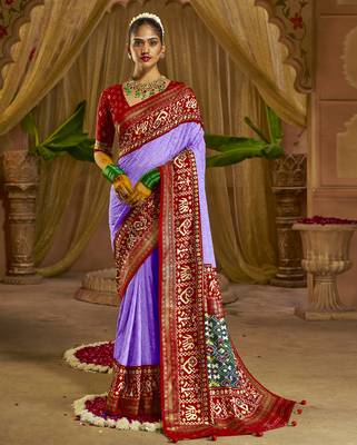 Purple Colour Premium Georgette Chikankari Saree With Un-Stitched Blouse 1