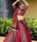 Maroon Color Pure Cotton Printed Navratri Multicolored Color Pure Cotton Printed Navratri Semi -Stitched Chaniya Choli 