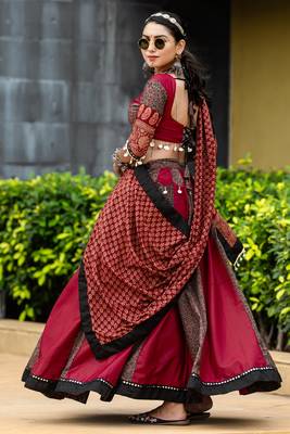 Maroon Color Pure Cotton Printed Navratri Multicolored Color Pure Cotton Printed Navratri Semi -Stitched Chaniya Choli  4
