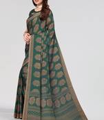Green Moss Silk Printed Pallu & Border Rich Butti Saree With Blouse