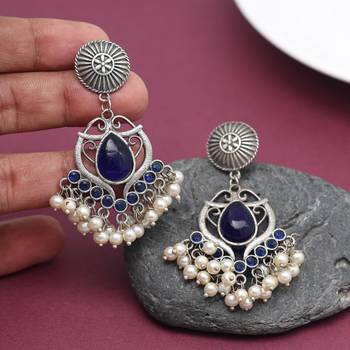 Blue color  oxidised earrings 2