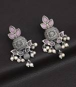 Pink color  oxidised earrings