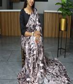 Pure Japan Satin Sarees With Plain Blouse