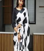 Pure Japan Satin Sarees With Plain Blouse