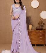 Lavender Banglori Plain Saree With Fancy Border & Fancy Rich Pallu With Banglori Blouse And Saree For Women 