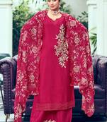 Rani pink heavy chinon embroidered Palazzo suit