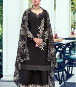 Coffee heavy chinon embroidered Palazzo suit