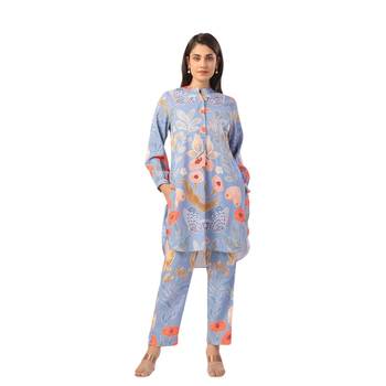 Jaipur rang powder blue floral co-ord set 1