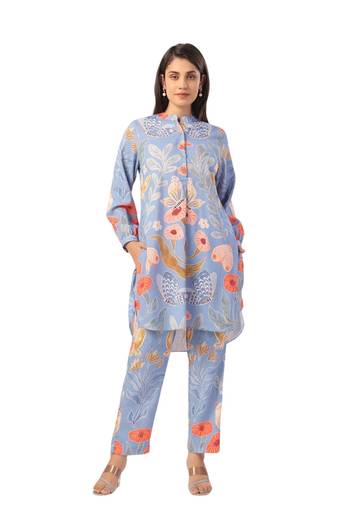 Jaipur rang powder blue floral co-ord set