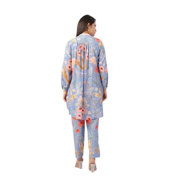 Jaipur rang powder blue floral co-ord set 2