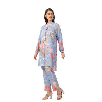 Jaipur rang powder blue floral co-ord set 3