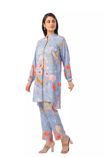 Jaipur rang powder blue floral co-ord set