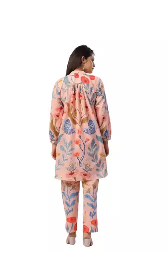 Jaipur rang peach floral co-ord set