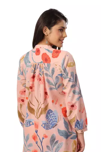 Jaipur rang peach floral co-ord set