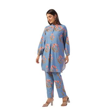 Jaipur rang flower butta co-ord set powder blue 1