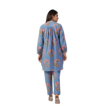 Jaipur rang flower butta co-ord set powder blue 2
