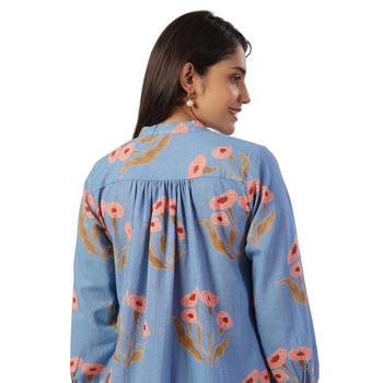 Jaipur rang flower butta co-ord set powder blue 3