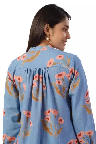Jaipur rang flower butta co-ord set powder blue