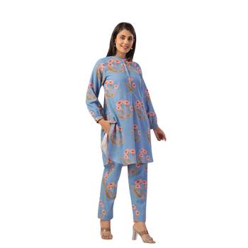 Jaipur rang flower butta co-ord set powder blue 4