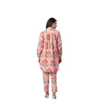 Jaipur rang flower  butta co-ord set peach 2