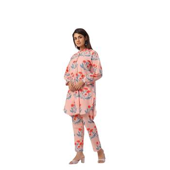 Jaipur rang flower  butta co-ord set peach 4