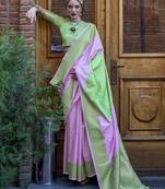 Green And Lavender Weaving Silk Saree