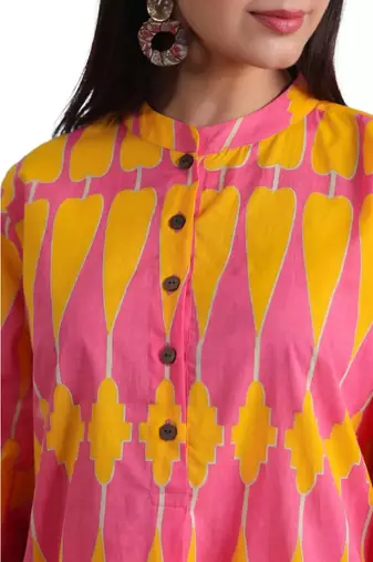 Jaipur rang kilim pink yellow co-ord set
