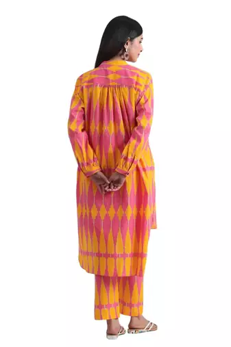 Jaipur rang kilim pink yellow co-ord set