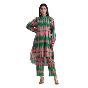 Jaipur rang kilim green pink  co-ord set 1