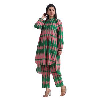 Jaipur rang kilim green pink  co-ord set 2