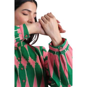Jaipur rang kilim green pink  co-ord set 3