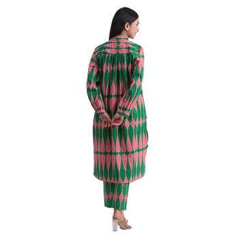 Jaipur rang kilim green pink  co-ord set 4