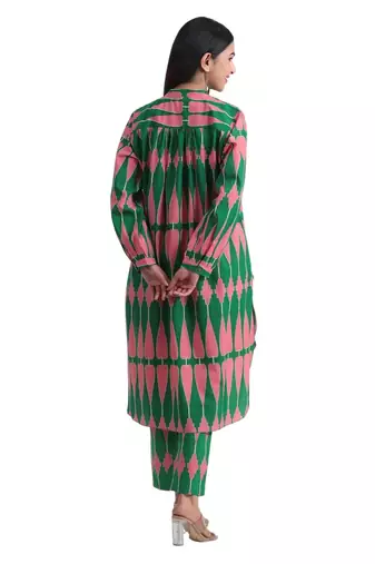 Jaipur rang kilim green pink  co-ord set