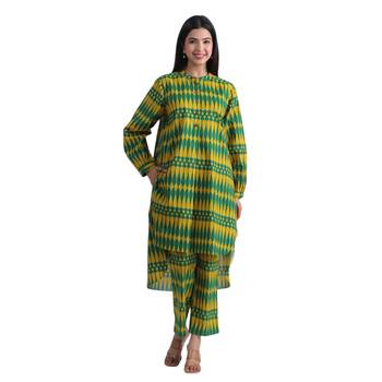 Jaipur rang kilim green yellow co-ord set 1
