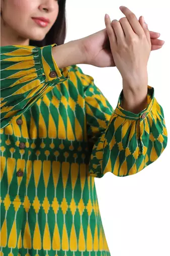 Jaipur rang kilim green yellow co-ord set