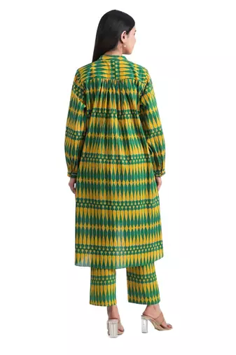 Jaipur rang kilim green yellow co-ord set