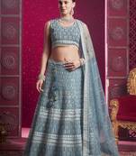 Blue Embroidered And Sequin Work Wedding Lehenga Choli