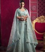 Aqua Blue Embroidered And Sequin Work Wedding Lehenga Choli