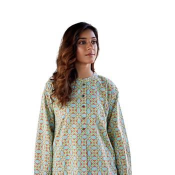 Jaipur rang green orange geometric co-ord set 2