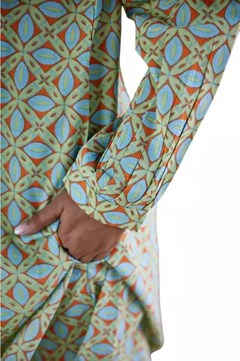 Jaipur rang green orange geometric co-ord set