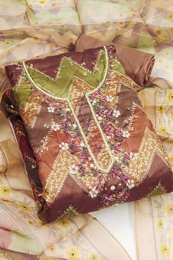 Manvaa women'sulti unstitched sequence heavy organza dressaterial 
