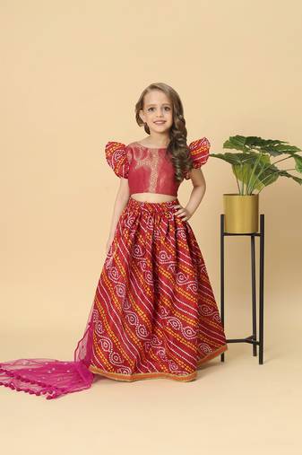 Three piece red party wear lehnga top dupatta set