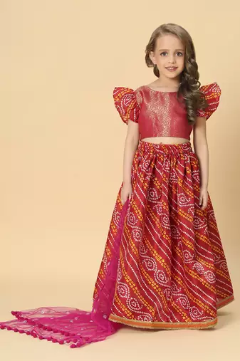 Three piece red party wear lehnga top dupatta set