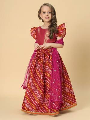 Three piece red party wear lehnga top dupatta set 3